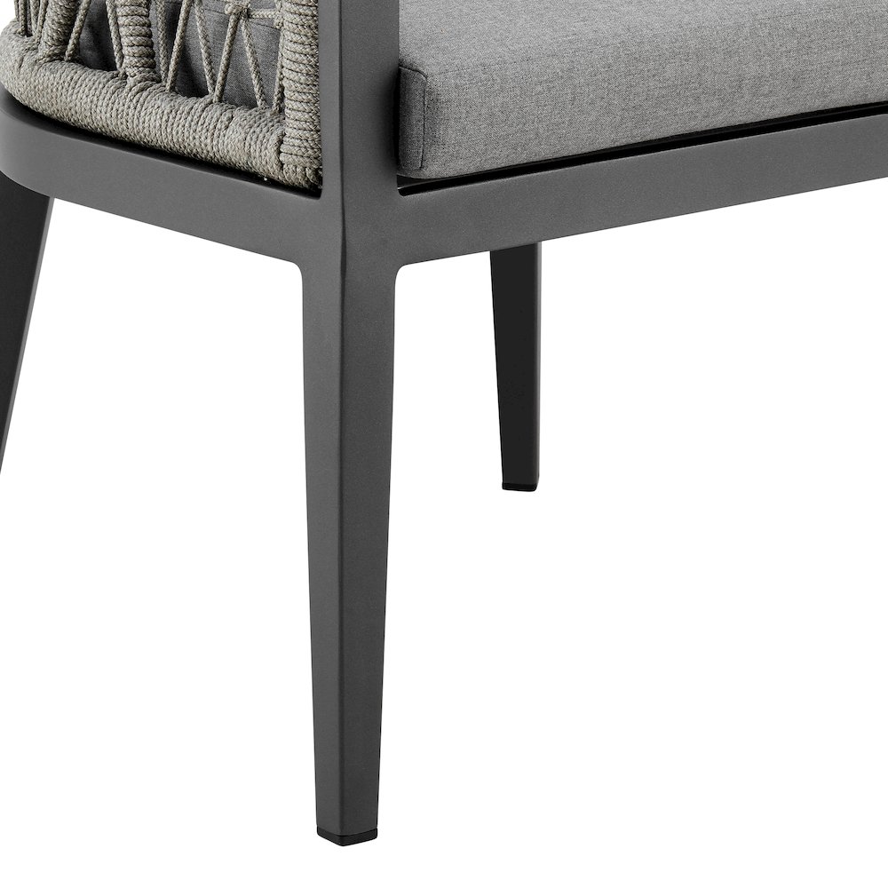 Zella Outdoor Patio Dining Chair in Aluminum with Light Gray Rope Set of 2. Picture 9