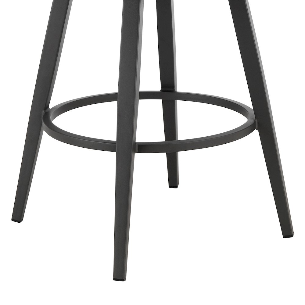 Zella Outdoor Patio Swivel Bar Stool in Aluminum with Light Gray Rope. Picture 8