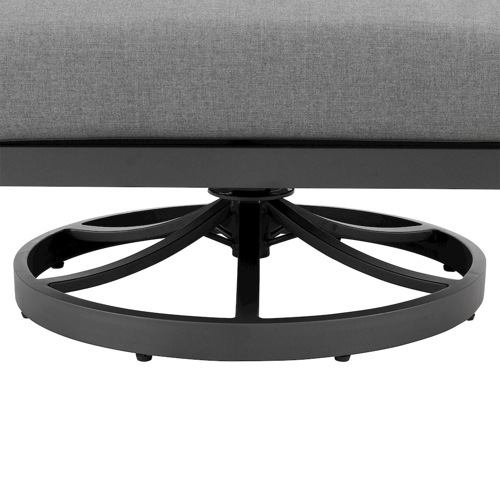 Zella Outdoor Patio Swivel Armchair in Aluminum with Light Gray Rope. Picture 8