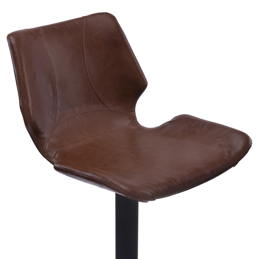 Armen Living Zuma Adjustable Swivel Metal Barstool in Vintage Coffee Faux Leather and Black Metal Finish. Picture 3