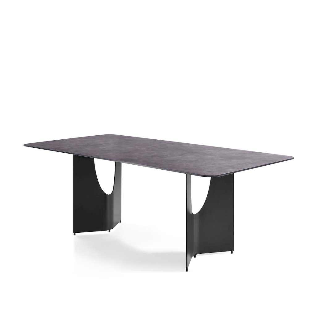 79 in Rectangular Dining Table with Gray Tempered Glass Table Top -Seats up to 6. Picture 1
