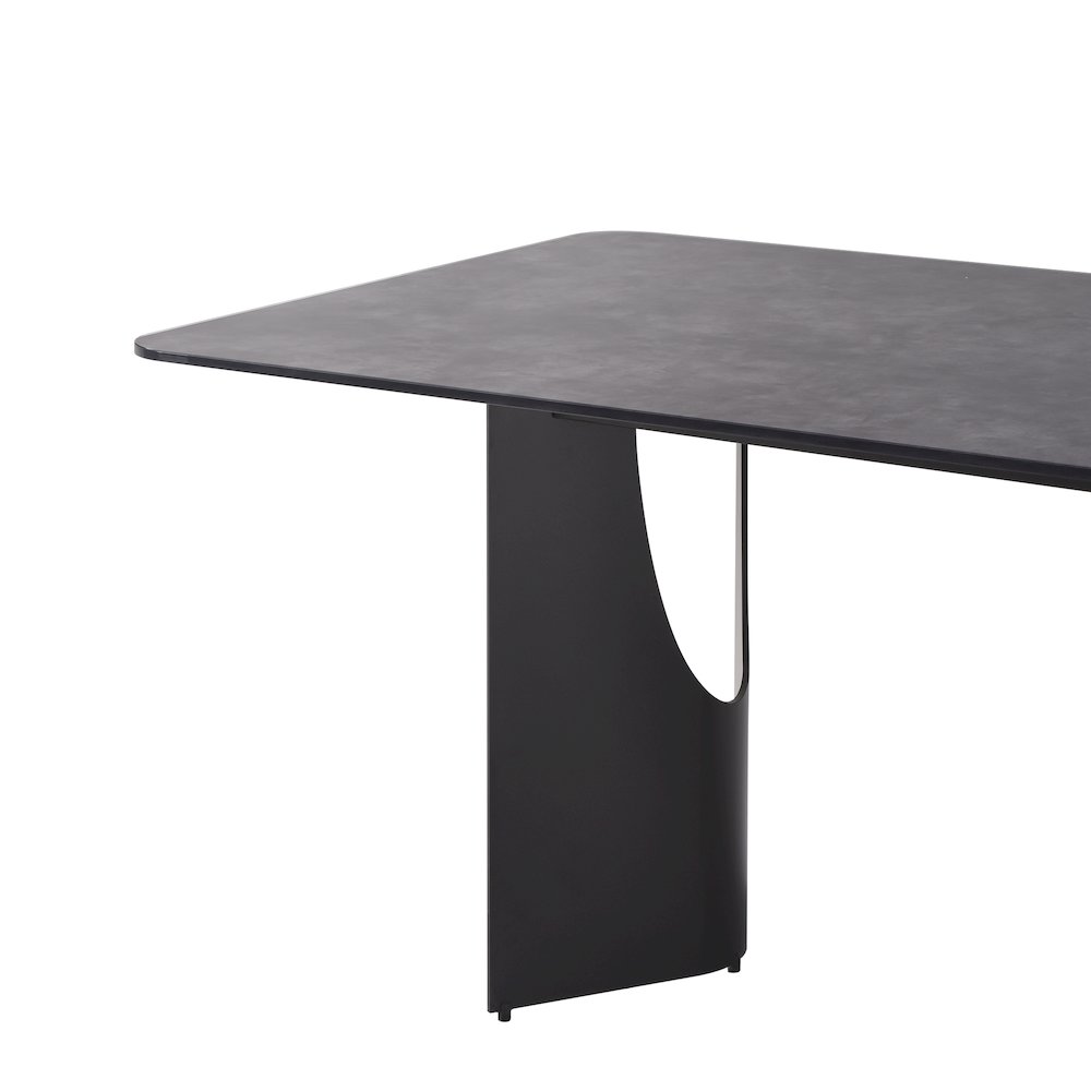 79 in Rectangular Dining Table with Gray Tempered Glass Table Top -Seats up to 6. Picture 5