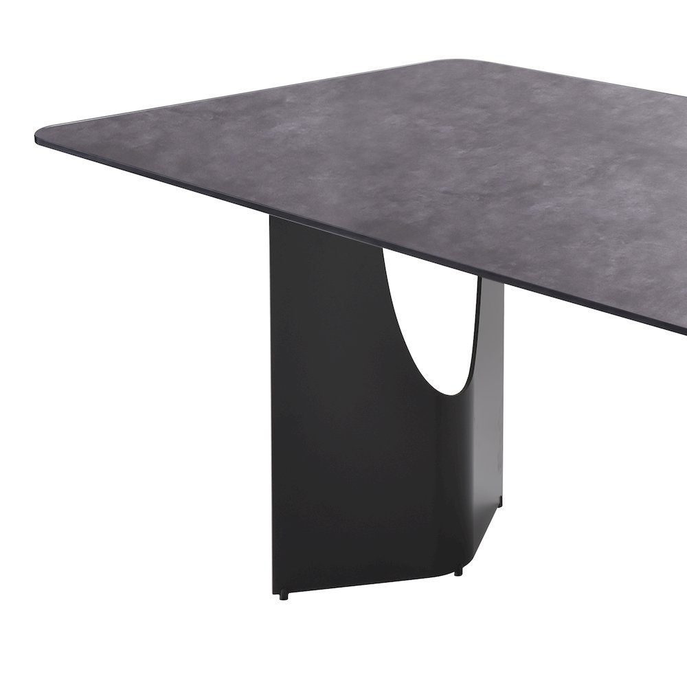 79 in Rectangular Dining Table with Gray Tempered Glass Table Top -Seats up to 6. Picture 6