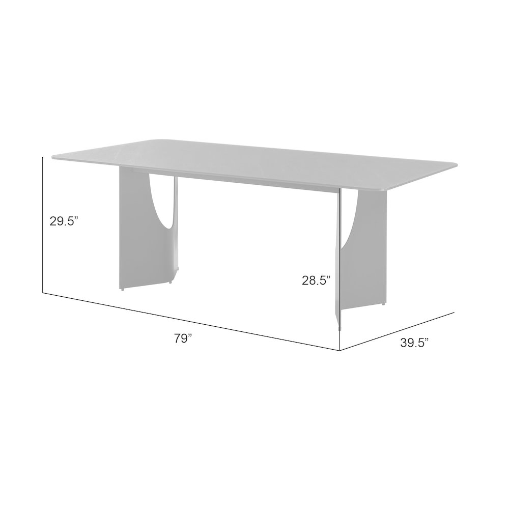 79 in Rectangular Dining Table with Gray Tempered Glass Table Top -Seats up to 6. Picture 9