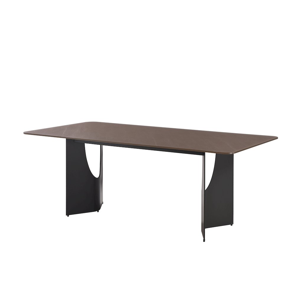 79in Rectangular Dining Table with Maroon Tempered Glass Table Top-Seats up to 6. Picture 2