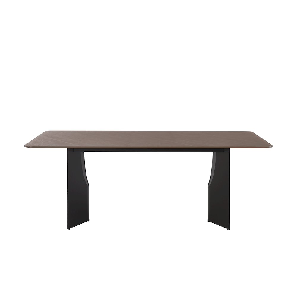 79in Rectangular Dining Table with Maroon Tempered Glass Table Top-Seats up to 6. Picture 3
