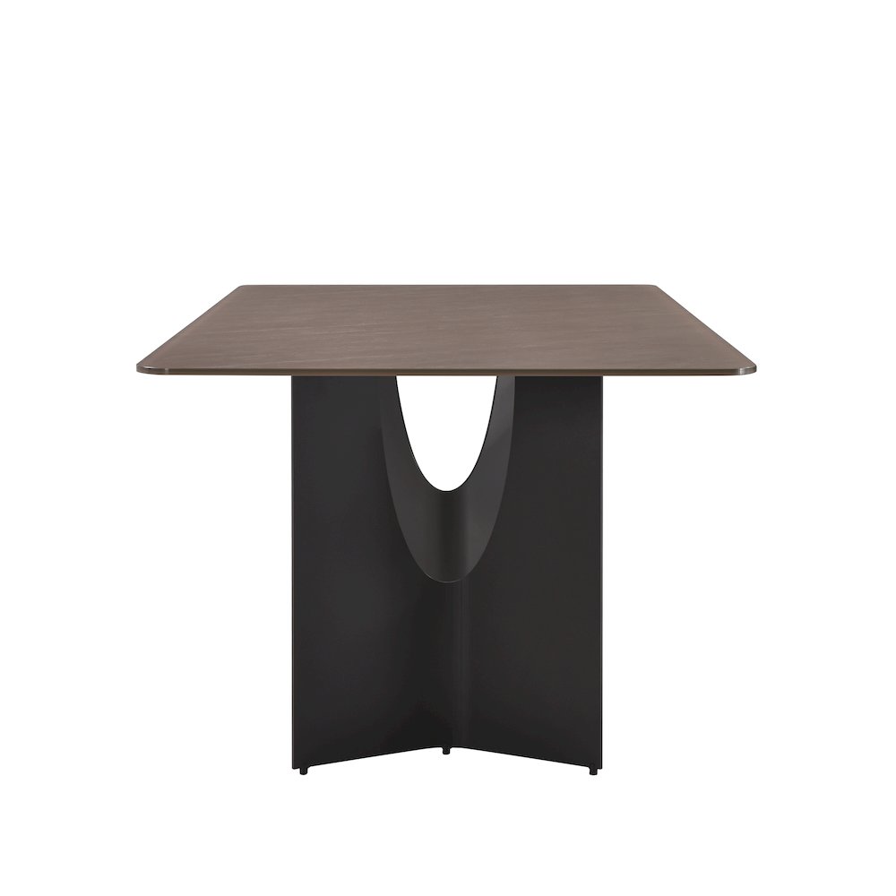 79in Rectangular Dining Table with Maroon Tempered Glass Table Top-Seats up to 6. Picture 4
