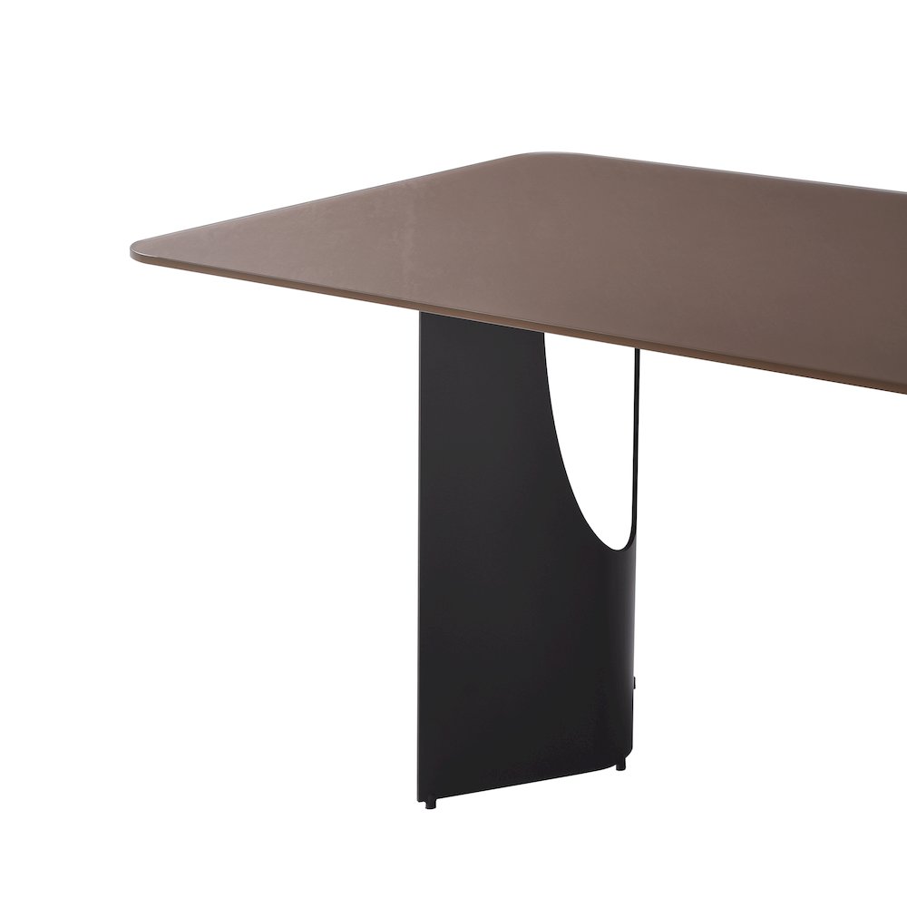 79in Rectangular Dining Table with Maroon Tempered Glass Table Top-Seats up to 6. Picture 5