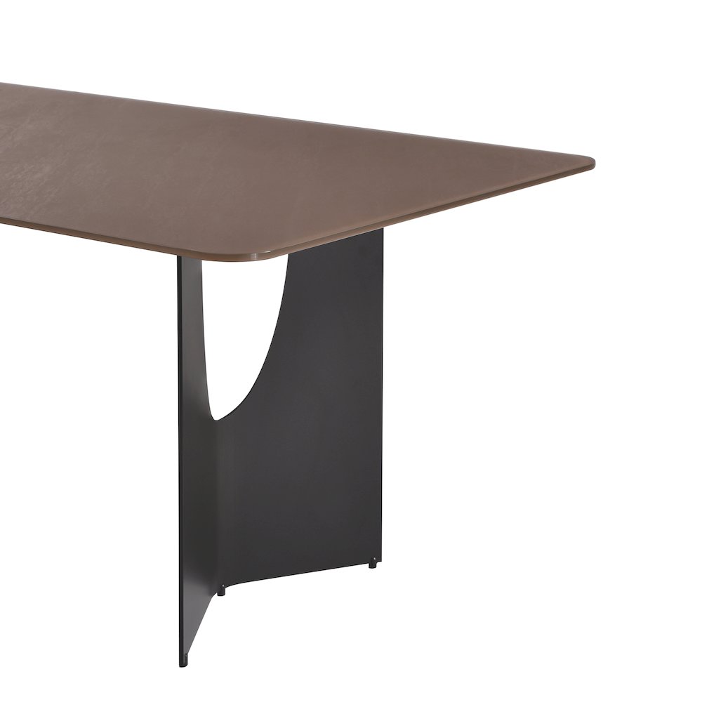 79in Rectangular Dining Table with Maroon Tempered Glass Table Top-Seats up to 6. Picture 6