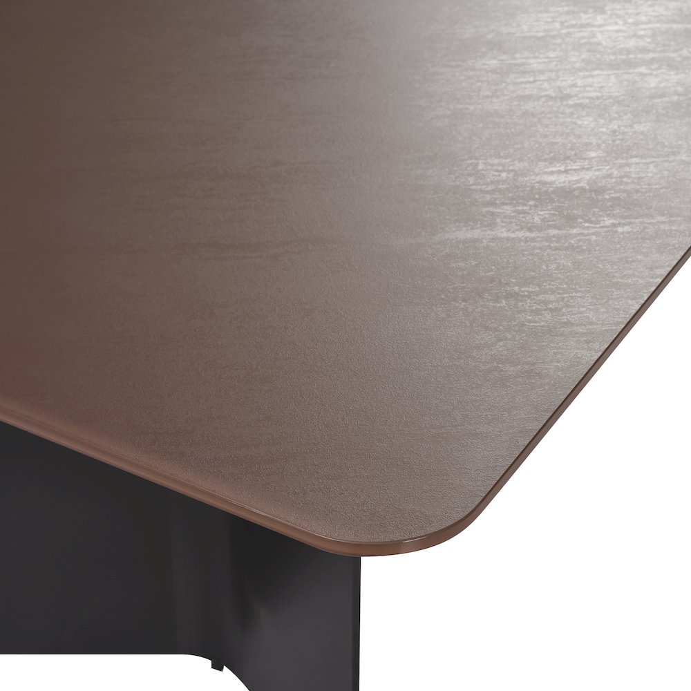 79in Rectangular Dining Table with Maroon Tempered Glass Table Top-Seats up to 6. Picture 7