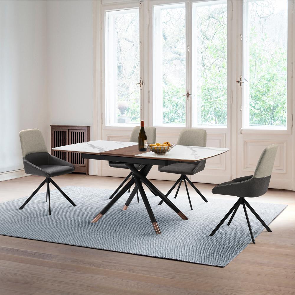 Alora Maverick 5 Piece Extendable Dining Set with Two-Tone Gray Fabric Chairs. Picture 11