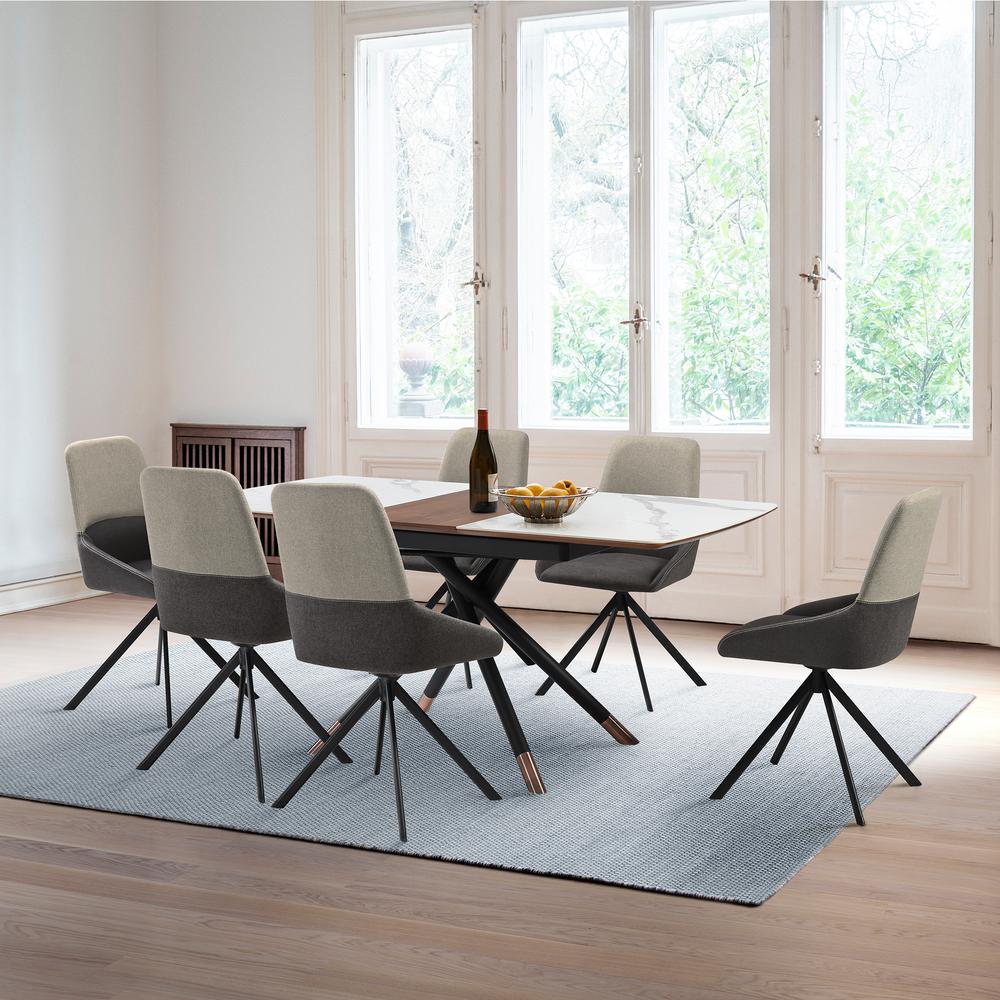 Alora Maverick 7 Piece Extendable Dining Set with Two-Tone Gray Fabric Chairs. Picture 11