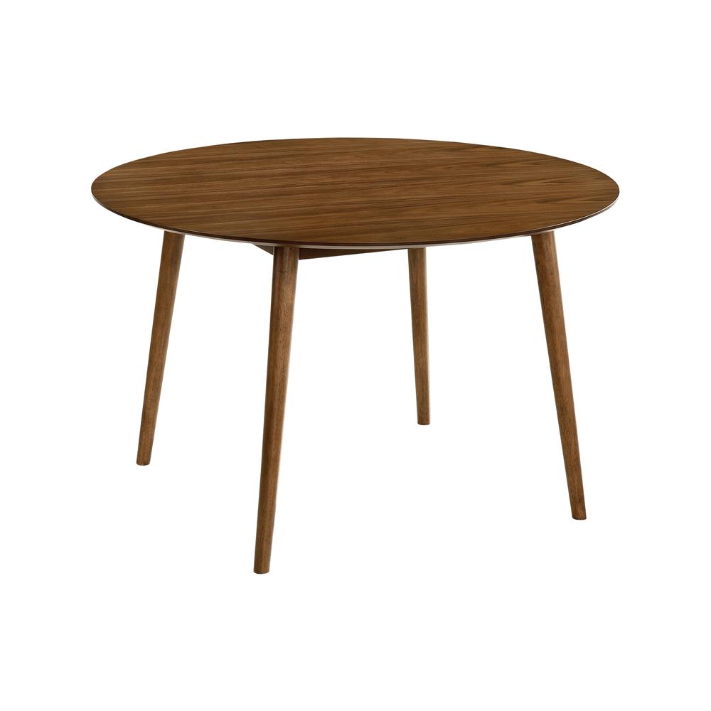 Arcadia and Juno 48" Round Blue and Walnut Wood 5 Piece Dining Set. Picture 4