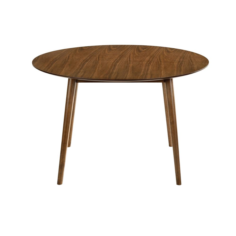 Arcadia and Juno 48" Round Blue and Walnut Wood 5 Piece Dining Set. Picture 5