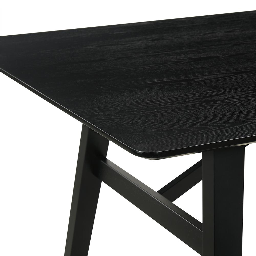 Channell 5 Piece Black Wood Dining Table Set with Charcoal Fabric. Picture 8