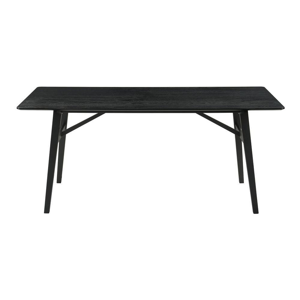 Channell 7 Piece Black Wood Dining Table Set with Charcoal Fabric. Picture 5