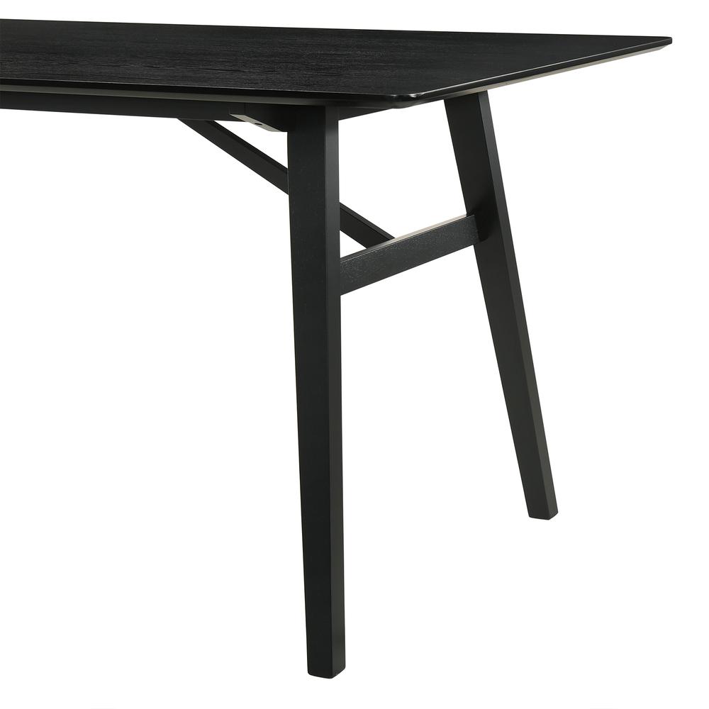 Channell 7 Piece Black Wood Dining Table Set with Charcoal Fabric. Picture 9