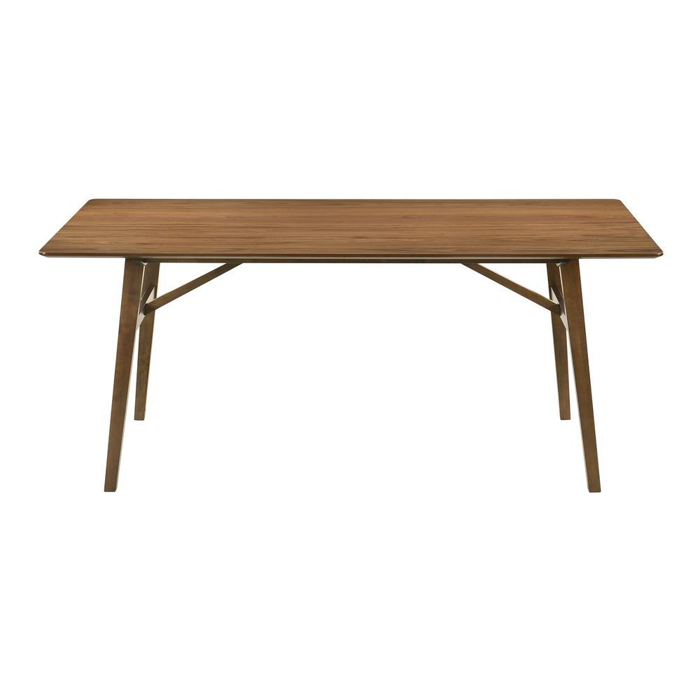 Channell 5 Piece Walnut Wood Dining Table Set with Benches in Charcoal Fabric. Picture 7