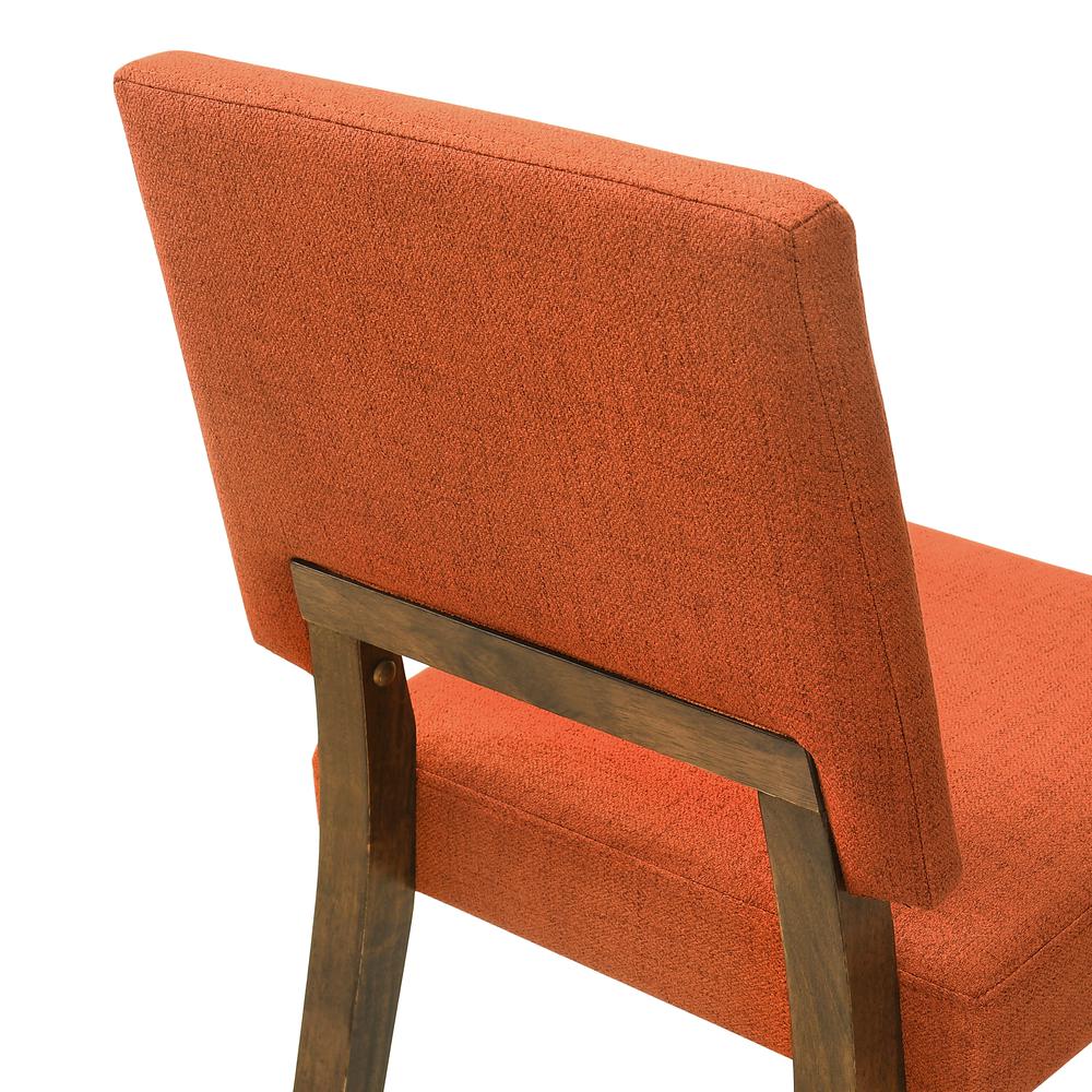 Channell 7 Piece Walnut Wood Dining Table Set with Orange Fabric. Picture 7