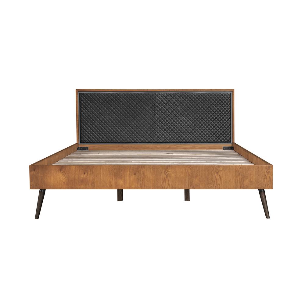 Coco Rustic 3 Piece Upholstered Platform Bedroom set in King with 2 Nightstands. Picture 3