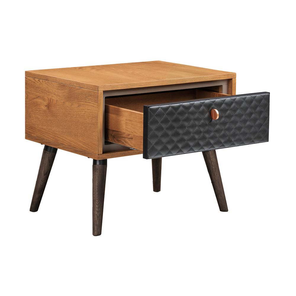 Coco Rustic 3 Piece Upholstered Platform Bedroom set in King with 2 Nightstands. Picture 5
