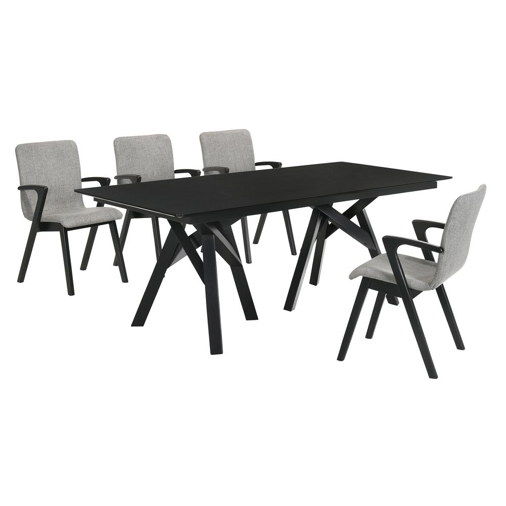 Cortina Varde 5 Piece Black Dining Set. Picture 1