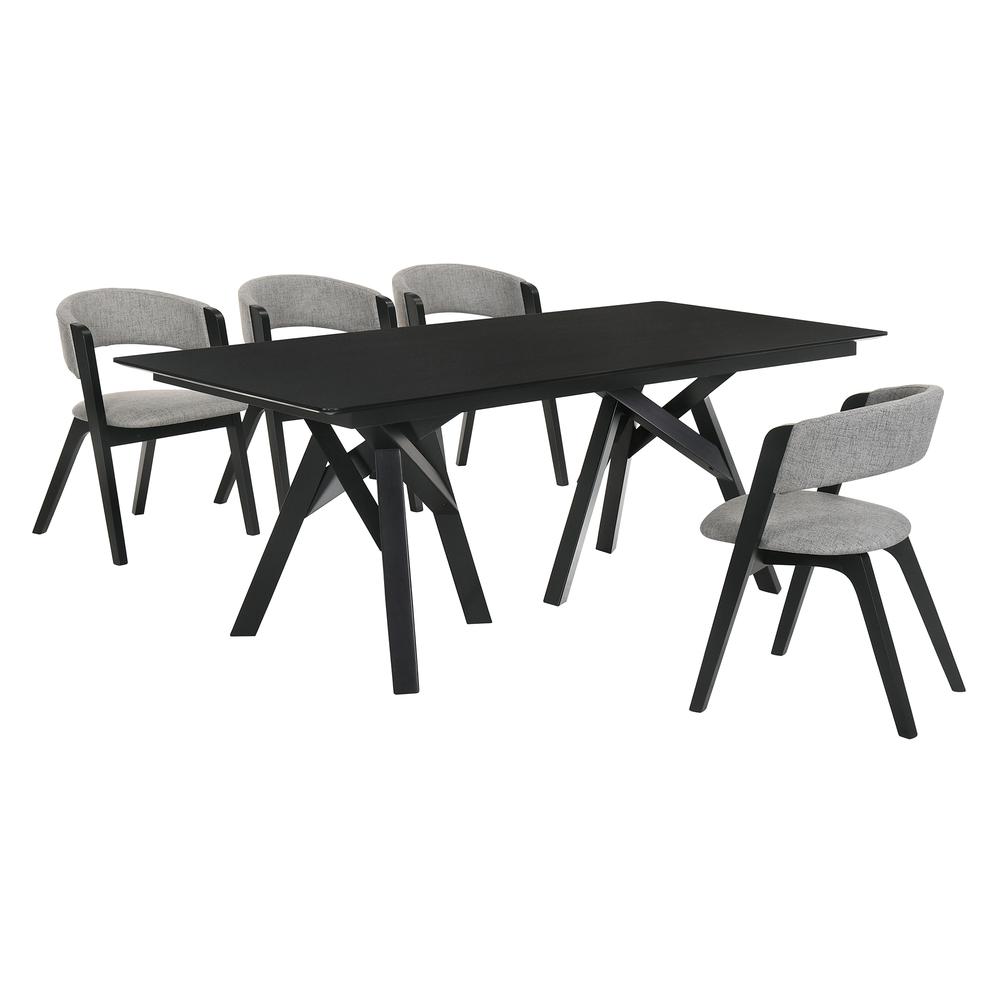 Cortina Rowan 5 Piece Black Dining Set. Picture 1