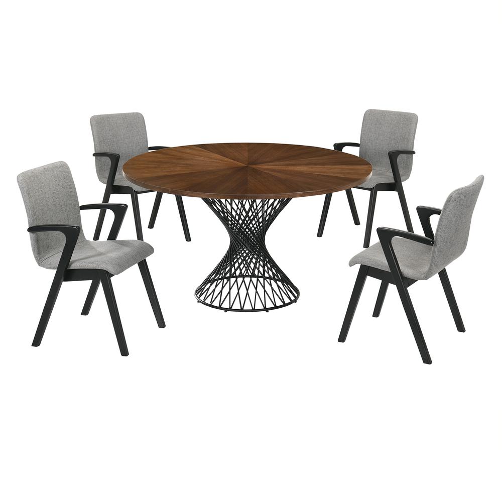 Cirque Varde 5 Piece Walnut Dining Set. Picture 1
