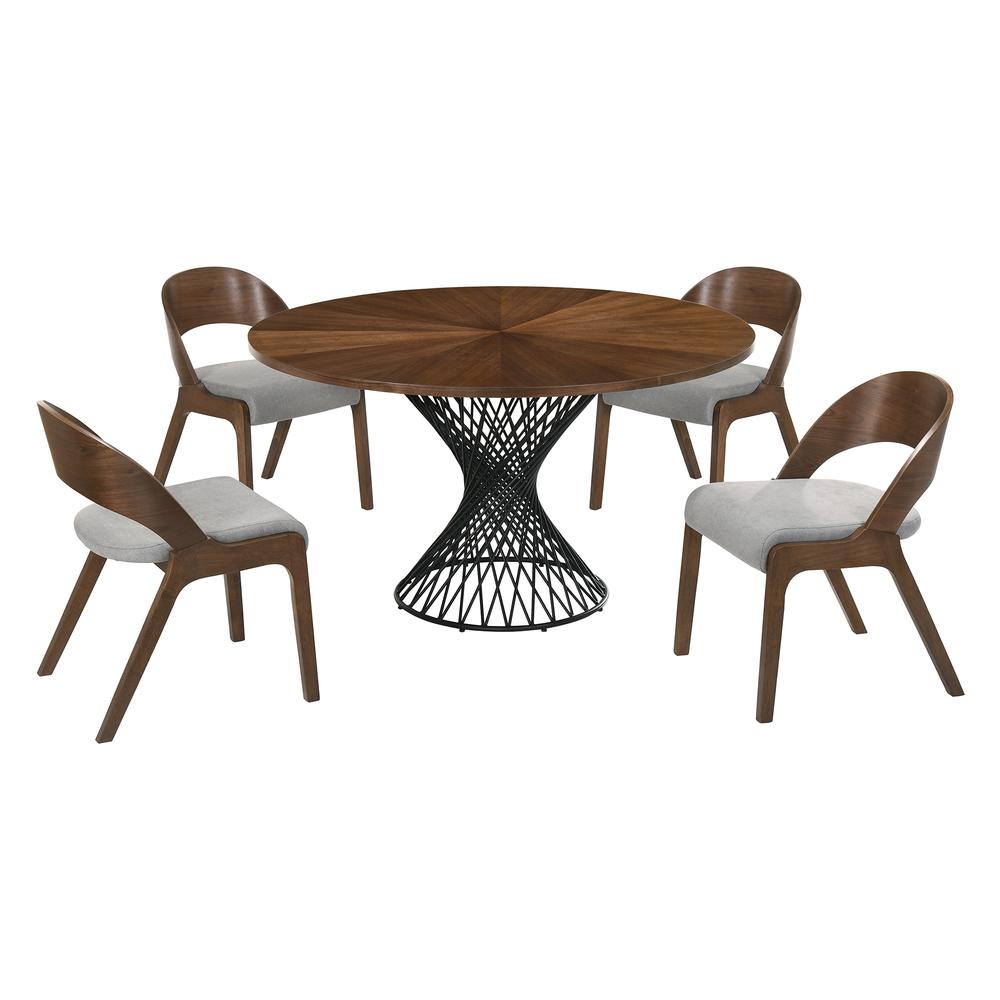 Cirque Polly 5 Piece Walnut Dining Set. Picture 1
