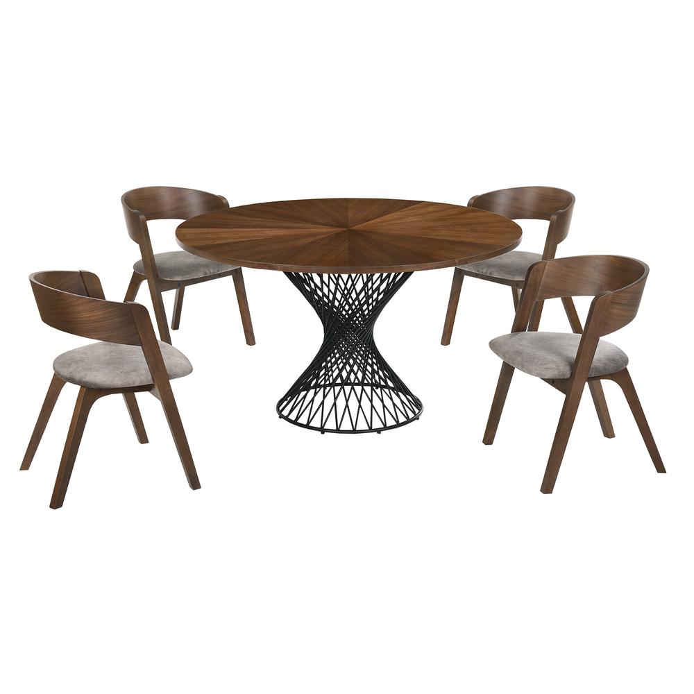 Cirque Jackie 5 Piece Walnut Dining Set. Picture 1