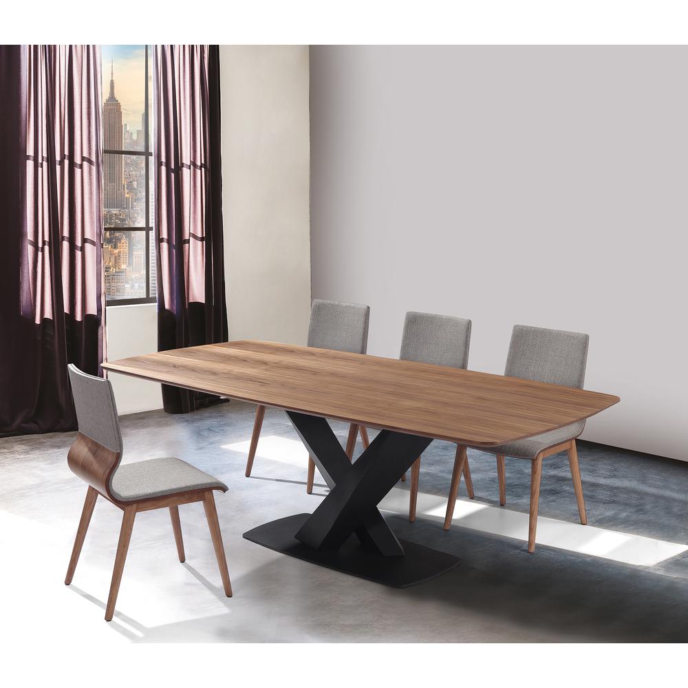 Everett Mid-Century Walnut Wood 5 Piece Dining Set. Picture 1