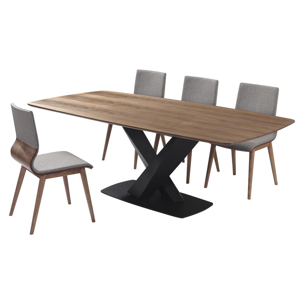 Everett Mid-Century Walnut Wood 5 Piece Dining Set. Picture 2