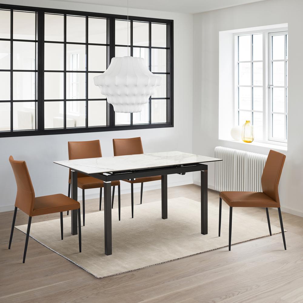 Giana Kash 5 Piece Extendable Dining Set with Brown Faux Leather Chairs. Picture 11