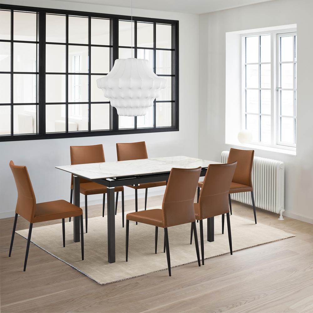 Giana Kash 7 Piece Extendable Dining Set with Brown Faux Leather Chairs. Picture 11