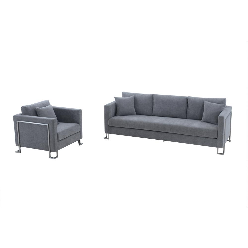 Heritage 2 Piece Gray Fabric Upholstered Sofa & Chair Set. Picture 1