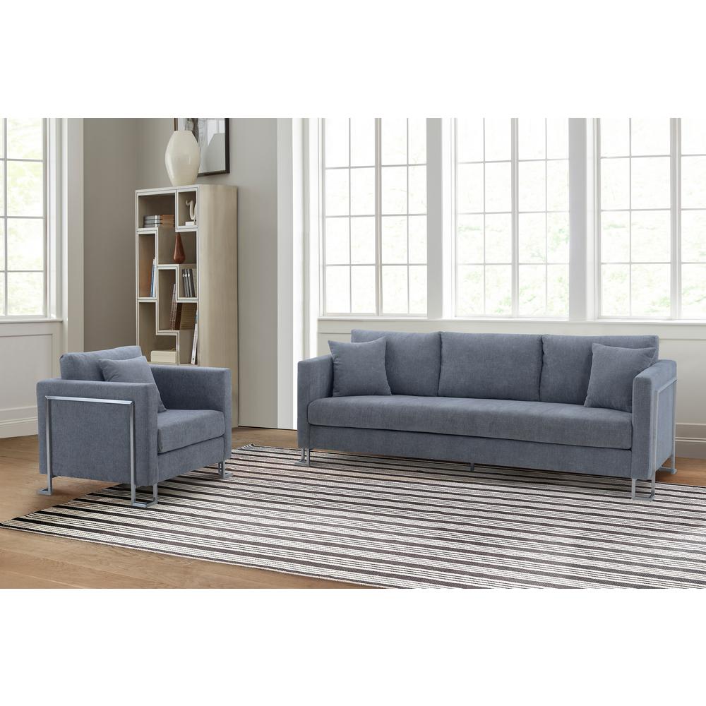 Heritage 2 Piece Gray Fabric Upholstered Sofa & Chair Set. Picture 2