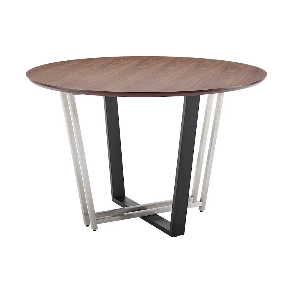 Joana Anastasia 5 Piece Round Walnut Dining Table Set with Matte Black Iron. Picture 4
