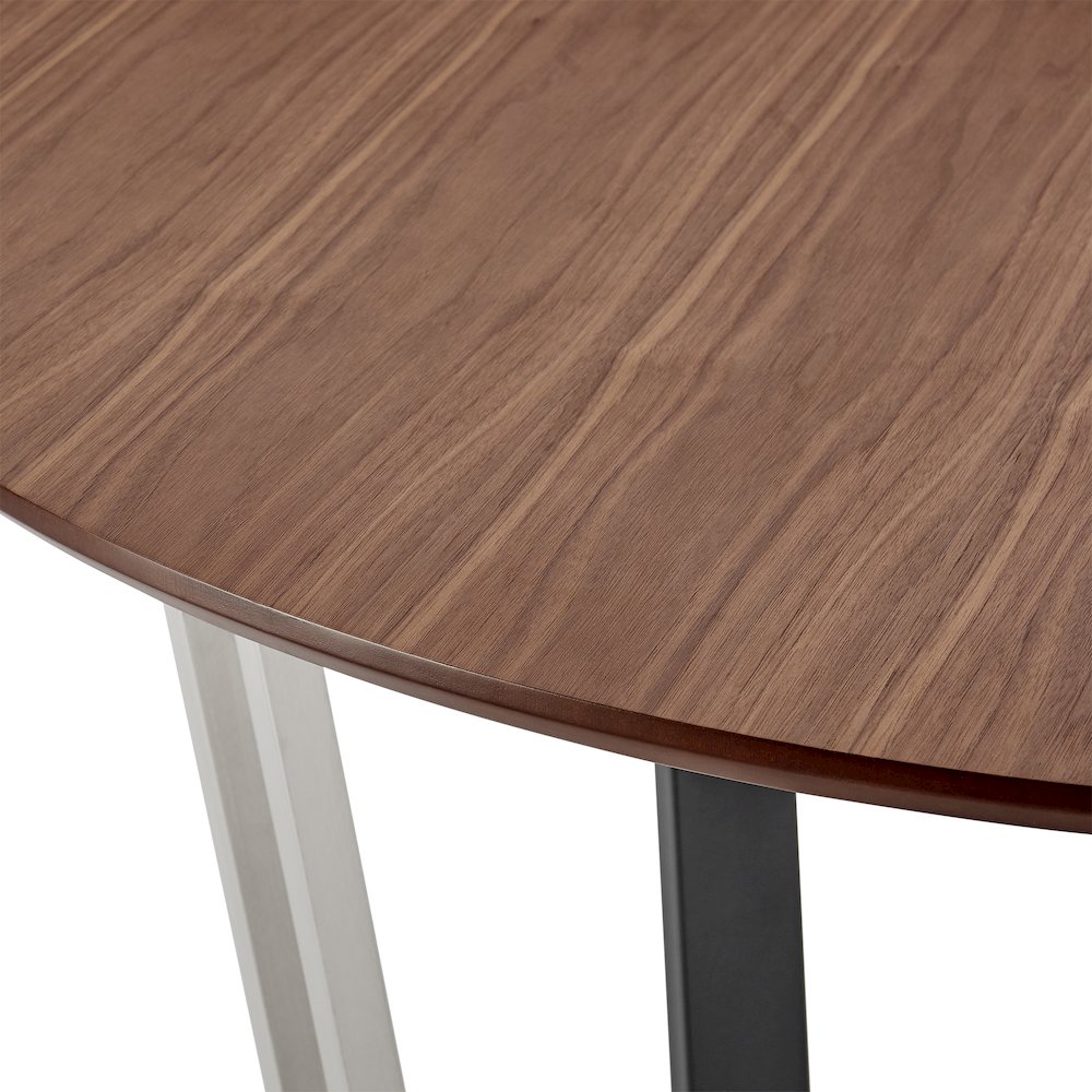 Joana Anastasia 5 Piece Round Walnut Dining Table Set with Matte Black Iron. Picture 7