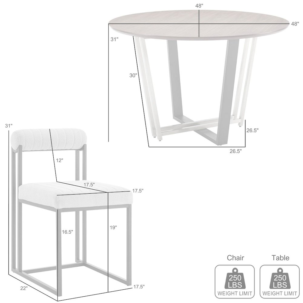 Joana Anastasia 5 Piece Round Walnut Dining Table Set with Matte Black Iron. Picture 9