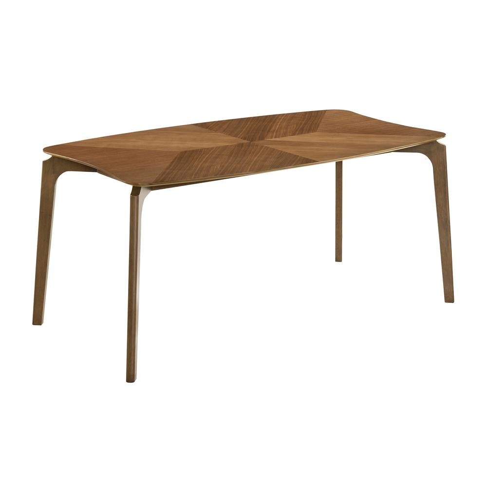 Kalia 7 Piece Wood Dining Set in Walnut Finish with Orange Fabric. Picture 4