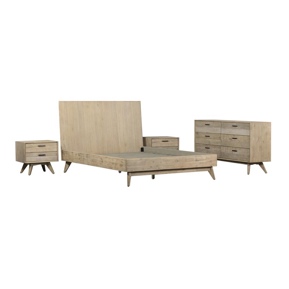 Baly 4 Piece Acacia Queen Loft Bedroom Set with Dresser and Nightstands. Picture 1