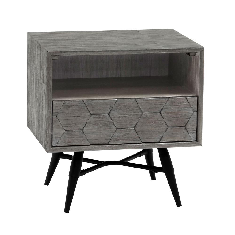 Makena 3 Piece Queen Bedroom Set in Grey Acacia Wood. Picture 5
