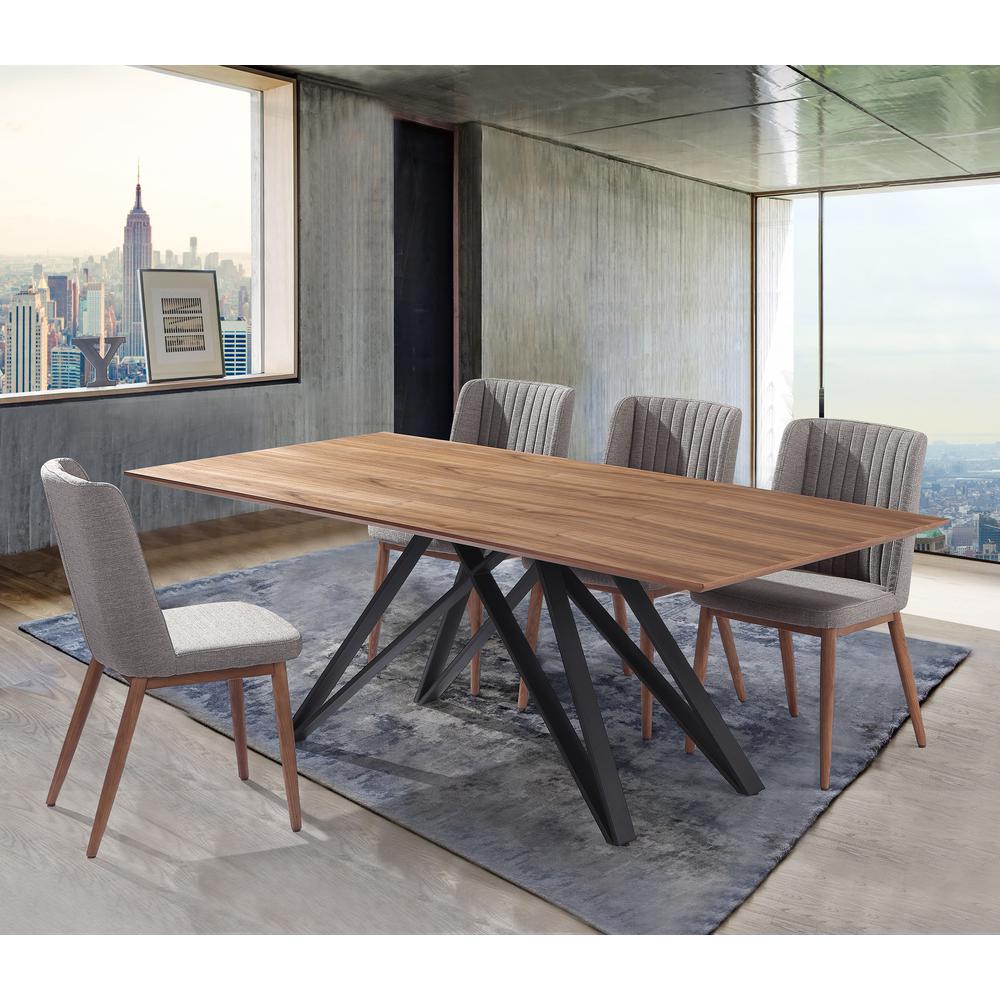 Wade Mid-Century Walnut Wood 5 Piece Dining Set. Picture 2