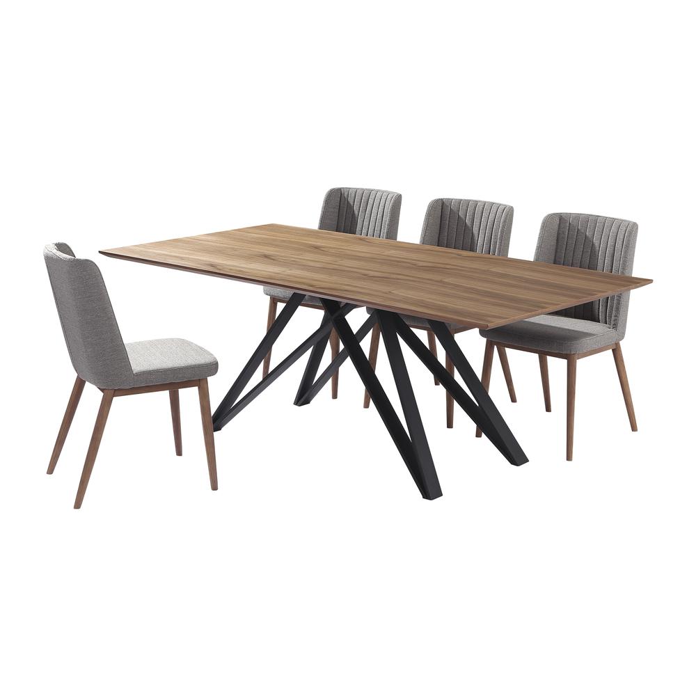 Wade Mid-Century Walnut Wood 5 Piece Dining Set. Picture 1