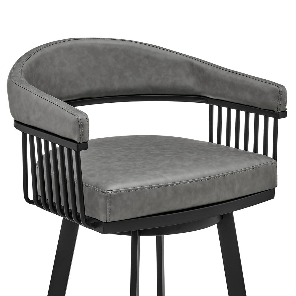 Naomi and Chelsea 4-Piece Counter Height Dining Set in Black Metal and Grey Faux Leather. Picture 6