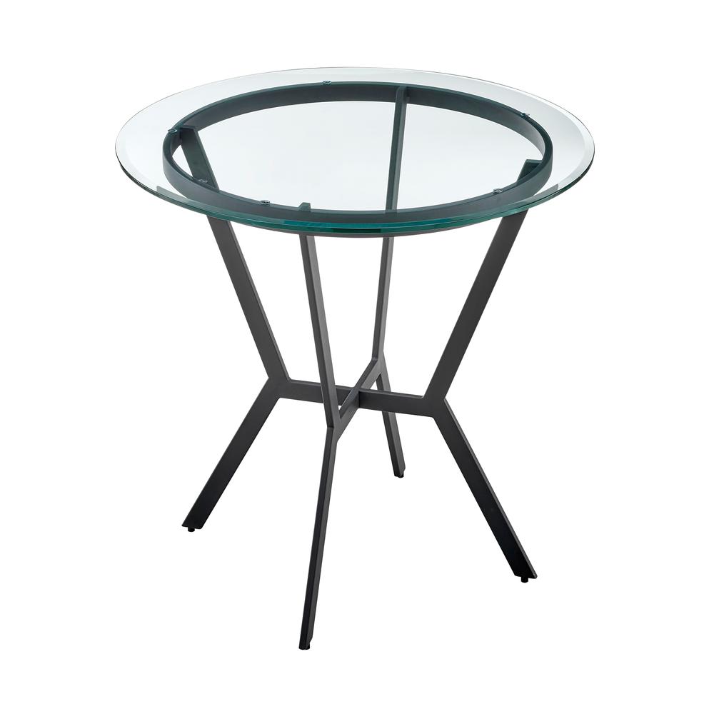 Naomi and Chelsea 5-Piece Counter Height Dining Set in Black Metal and Grey Faux Leather. Picture 5