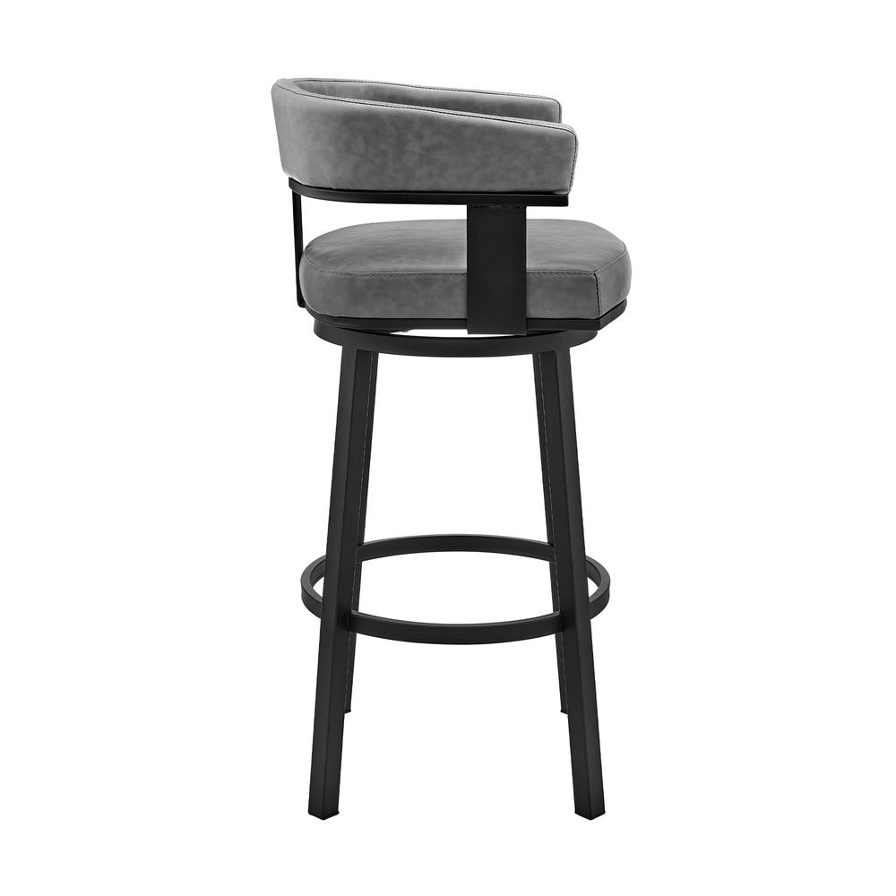 Naomi and Lorin 3-Piece Counter Height Dining Set in Black Metal and Grey Faux Leather. Picture 3