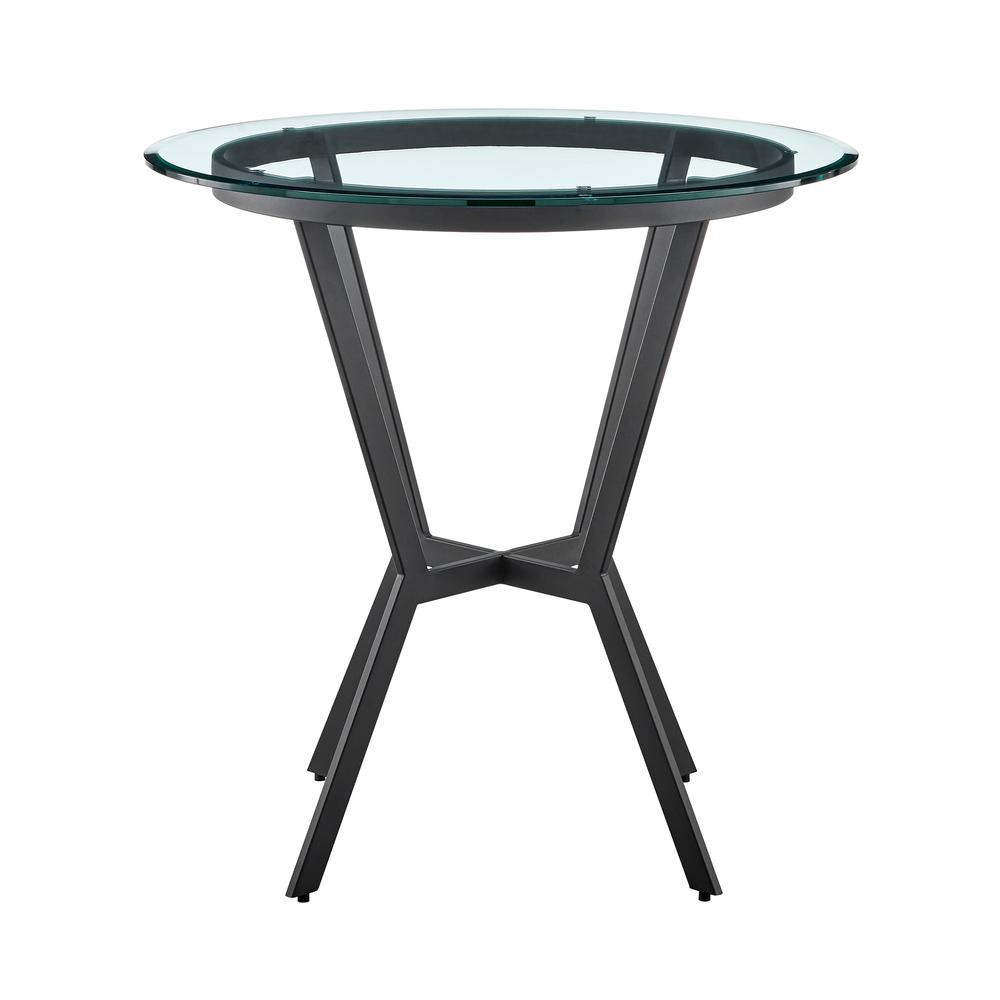 Naomi and Lorin 3-Piece Counter Height Dining Set in Black Metal and Grey Faux Leather. Picture 4