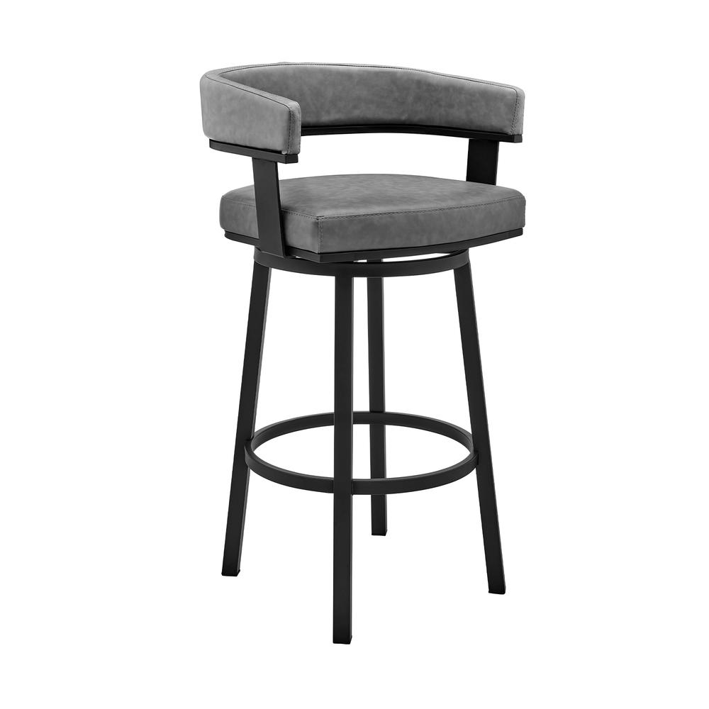 Naomi and Lorin 4-Piece Counter Height Dining Set in Black Metal and Grey Faux Leather. Picture 2