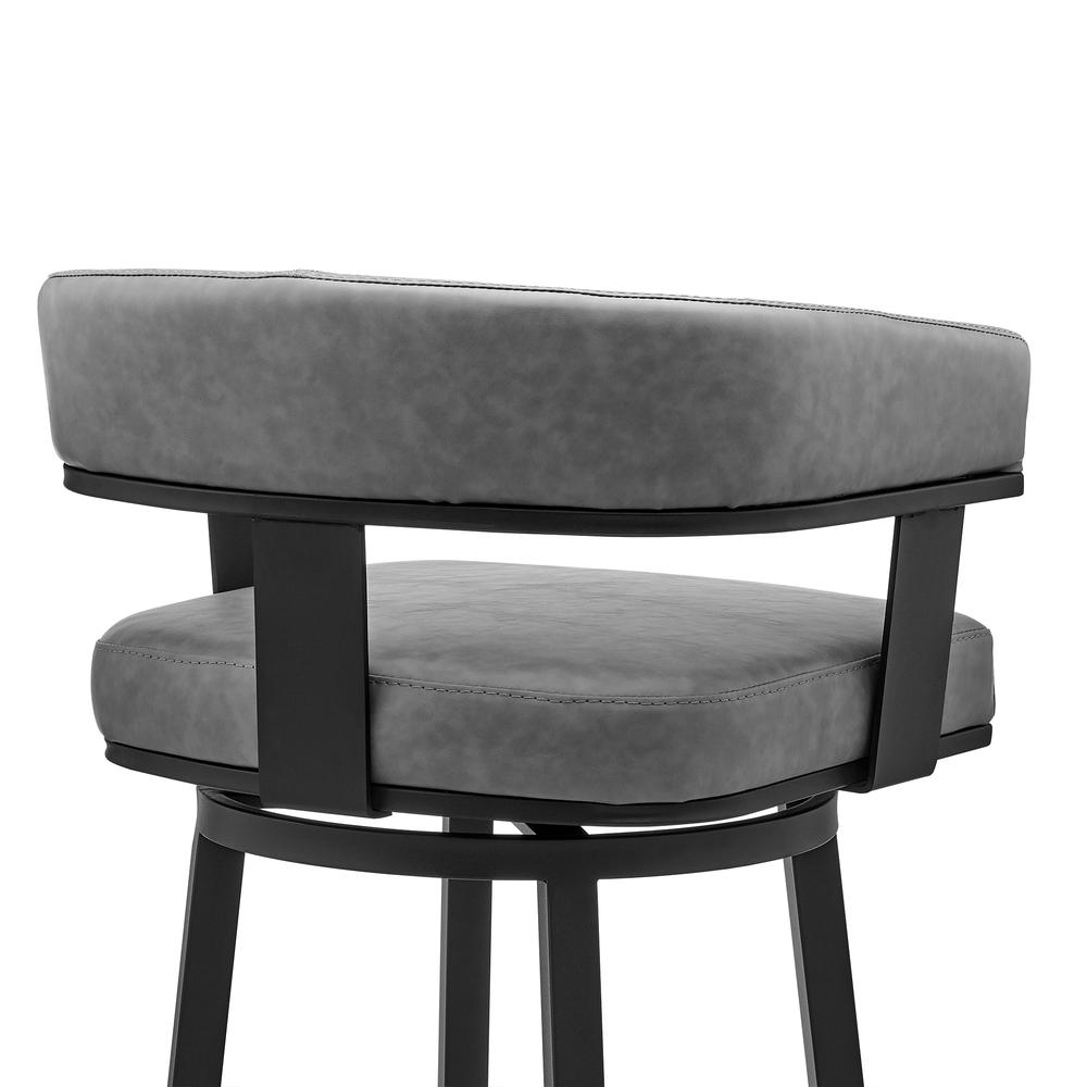 Naomi and Lorin 5-Piece Counter Height Dining Set in Black Metal and Grey Faux Leather. Picture 6